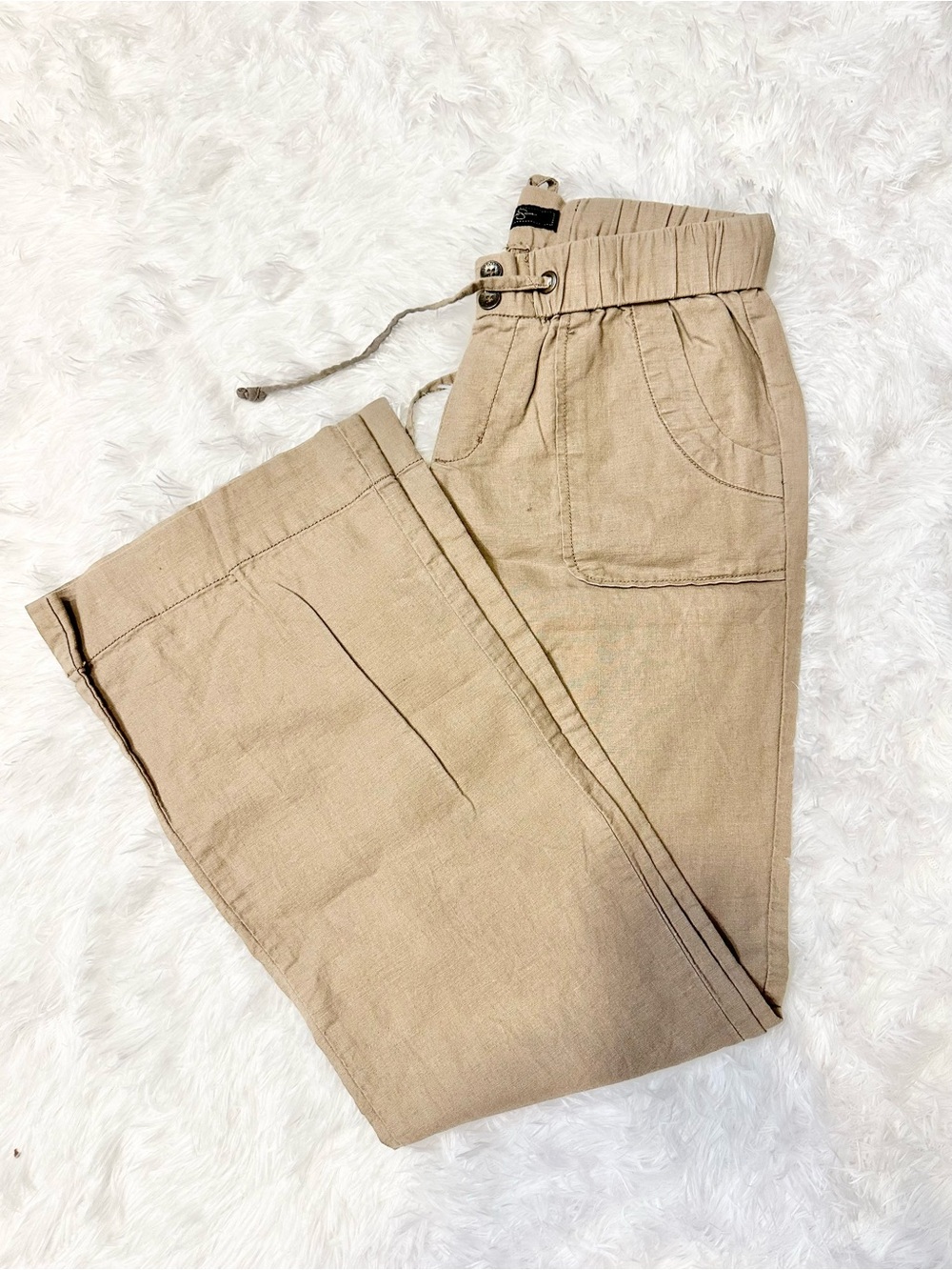 JESSICA SIMPSON Drawstring Linen-Blend Pants